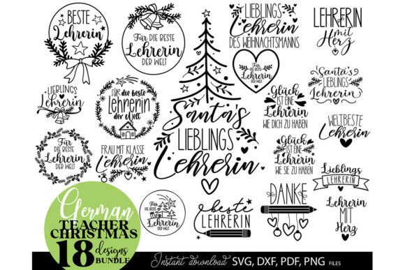 18 German Teacher Christmas Designs SVG for Crafts & Merch
