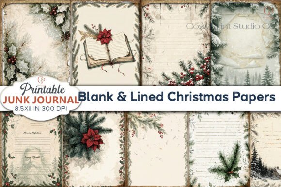 Blank Lined Christmas Papers Vintage Backgrounds for Local Business Branding
