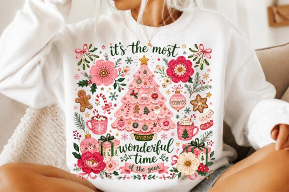 Boho Floral Christmas Sublimation PNG for T-Shirt Designs