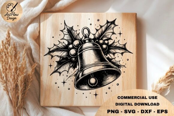 Christmas Bell Holly SVG for Laser Engraving Projects