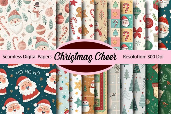 Christmas Cheer Seamless Digital Paper for Festive Branding Patterns