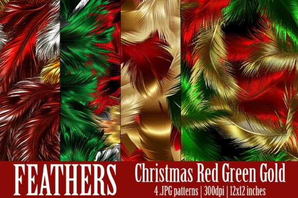 Christmas Colors Feathers Patterns, S1: A Festive Design Asset for Creative Sellers