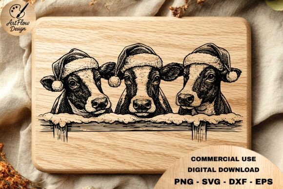 Christmas Cows SVG: A Festive Embroidery Design for Seasonal Projects