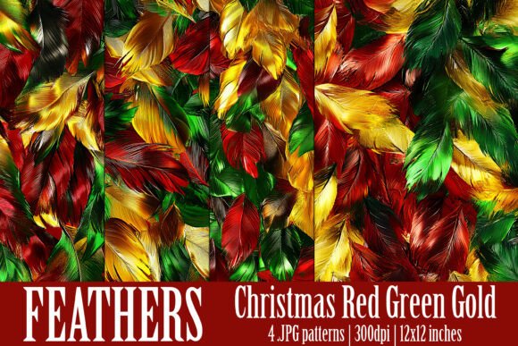 Christmas Feather Patterns, S18: A Festive Design Asset for Content Creators