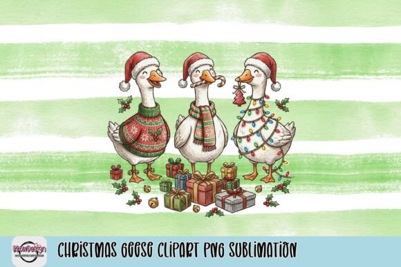 Christmas Geese Clipart PNG Sublimation Review for Real Projects