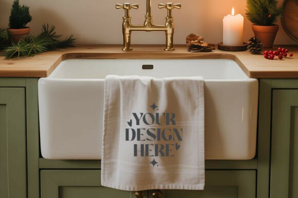 Christmas Kitchen Towel Mockups for Real Product Designs