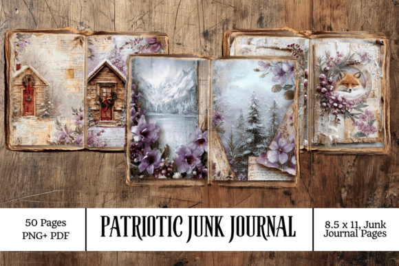 Christmas Notebook Junk Journal 50 Pages: A Crafts-Friendly Design Asset for Holiday Branding