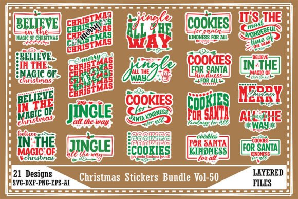 Christmas Stickers Bundle Vol-50: A Festive Graphic Design Asset for T-Shirt Designs