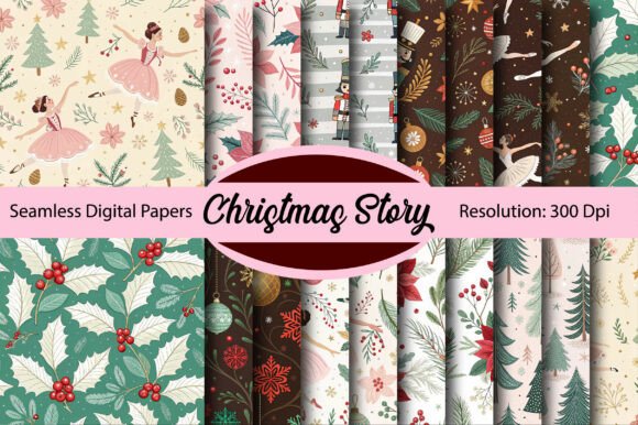 CHRISTMAS STORY Seamless Digital Paper for Website Patterns