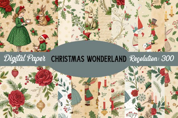 Christmas Wonderland Digital Paper: A Festive Pattern for Marketing Magic