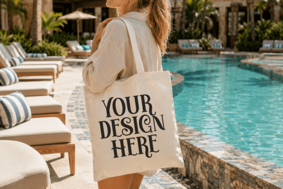 Cotton Canva Tote Bag Beach Mockup for Product Mockups