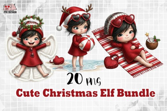 Cute Christmas Elf Bundle PNG: A Design Asset for Holiday Crafts and Content