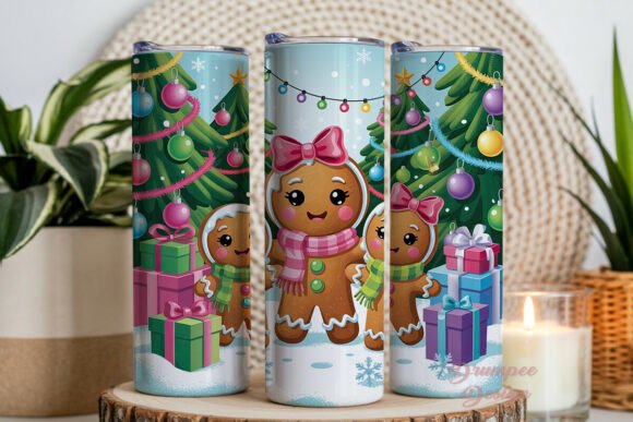 Cute Gingerbread Christmas Tumbler Wraps for Festive Branding