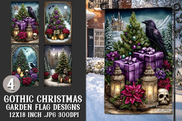 Dark Gothic Christmas Garden Flags S12 for Crafts