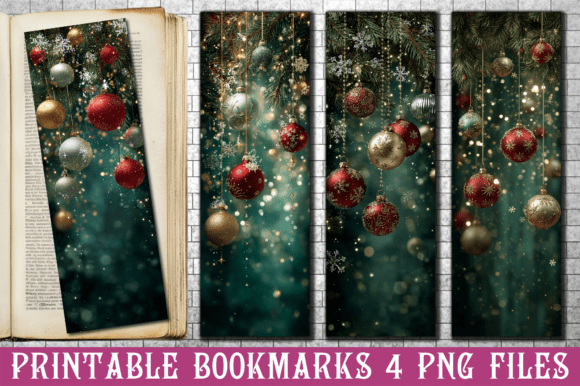 Elegant Christmas Ornaments Bookmark for Crafts