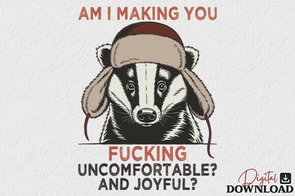 Funny Badger Christmas PNG for Crafts: A Playful Graphic Design Asset