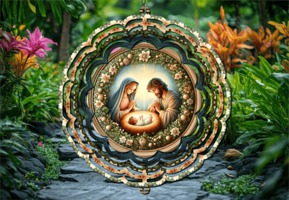 Jesus Manger Christmas 3D Wind Spinner for Crafts and Website Design