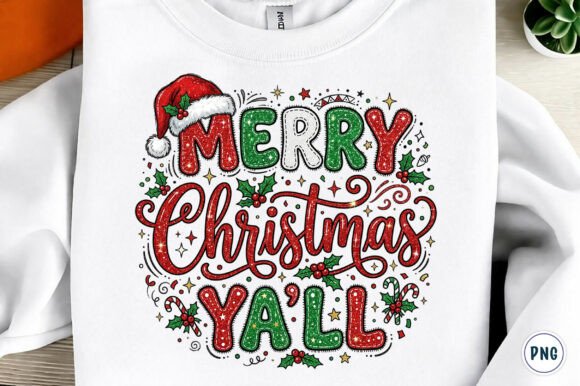 Merry Christmas Y All PNG: A Festive Graphic Design Asset for T-Shirt Designs