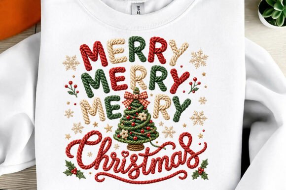 Merry Christmas Yarn Art PNG for T-Shirt Designs and Content Publishing
