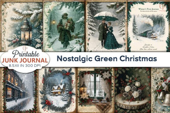 Nostalgic Green Christmas Victorian Page: A Versatile Background for Seasonal Content