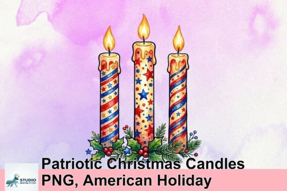 Patriotic Christmas Candles PNG: A Holiday Design Asset for T-Shirt Creators