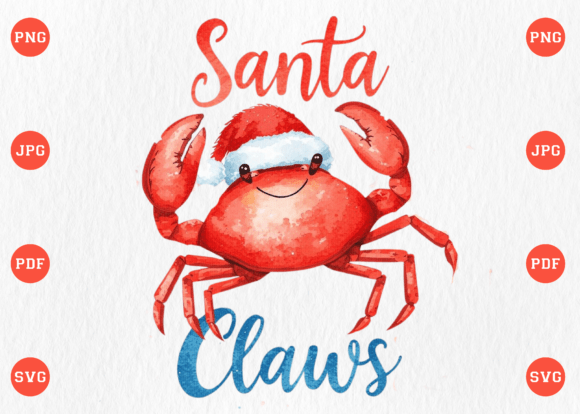 Santa Claws Crab Christmas in July PNG: A Festive T-Shirt Design Asset