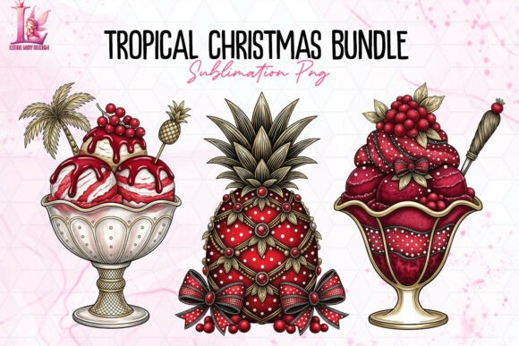 Tropical Christmas Bundle PNG: A Vibrant Embroidery Design for Holiday Cheer