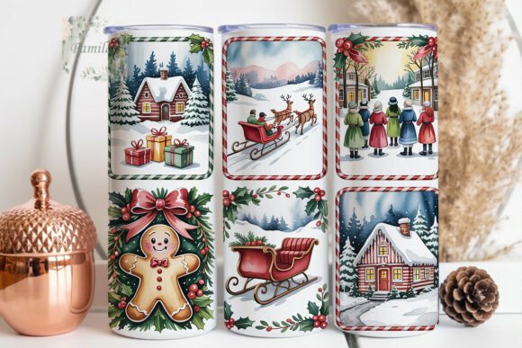 Vintage Christmas Scenes 20oz Tumbler: A Design Asset for Holiday Branding